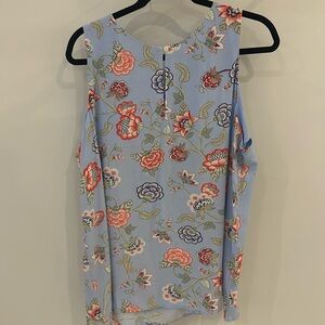 NWT Loft XL sleeveless, open back light blue floral top